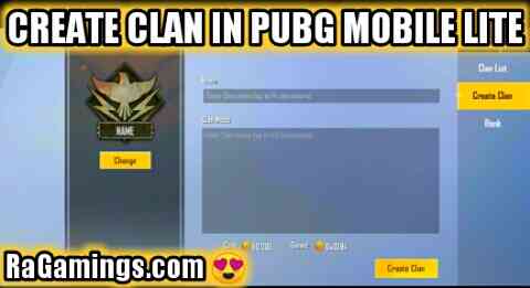 create clan in pubg mobile lite