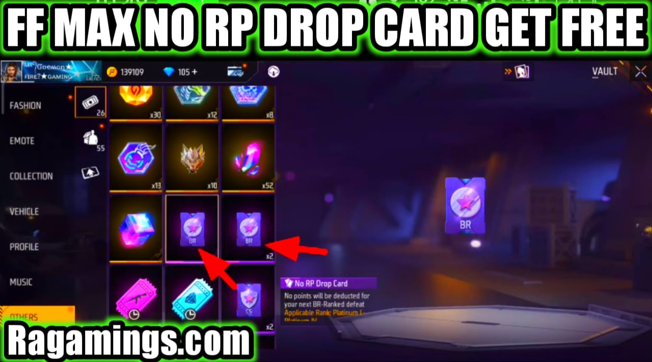 Free Fire Max No RP Drop Card Free